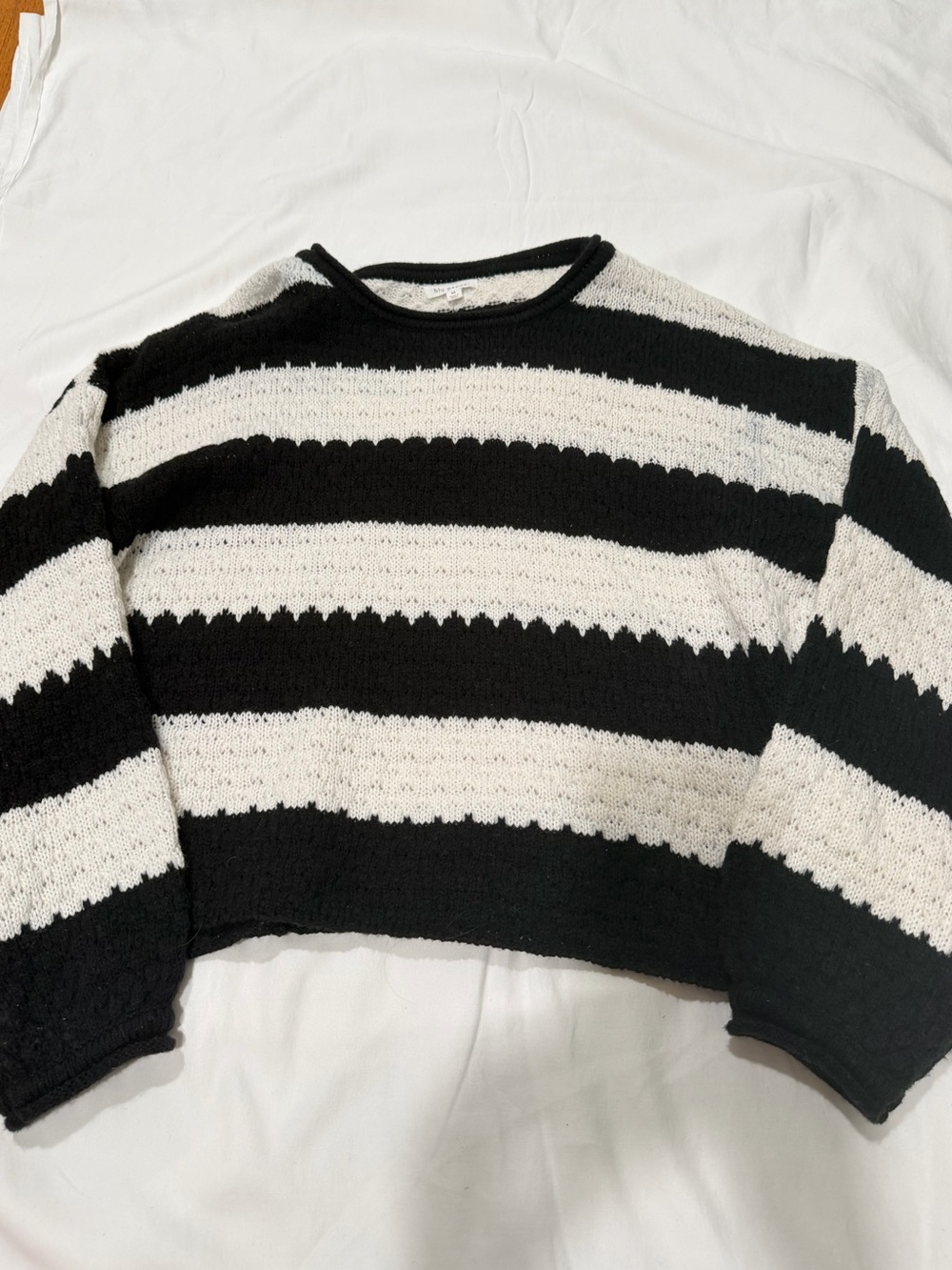 Blu Pepper Black & White Striped Crewneck Sweater